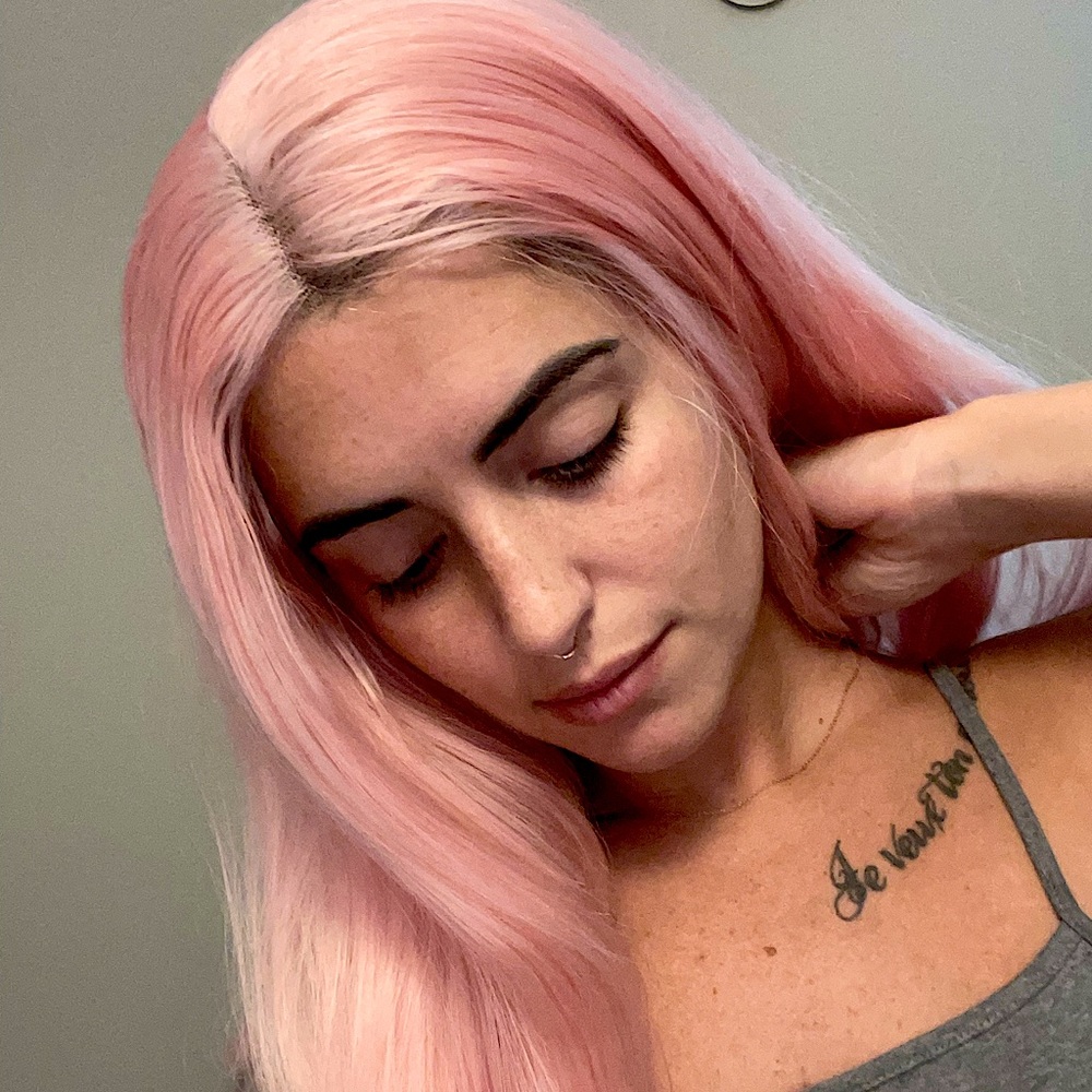 Bubble gum pink lace from wig